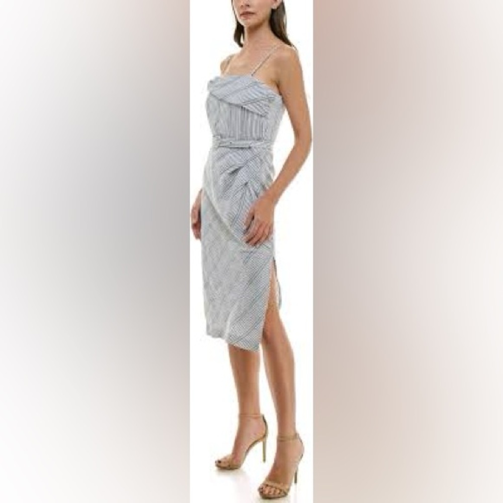 Maison Tara Silver Asymmetrical Ruched Sheath Dress NWT size 10